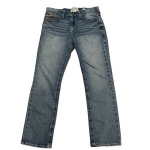 Ariat Mens Wessley Straight Leg Blue Denim Jeans Western Cowboy 35x32